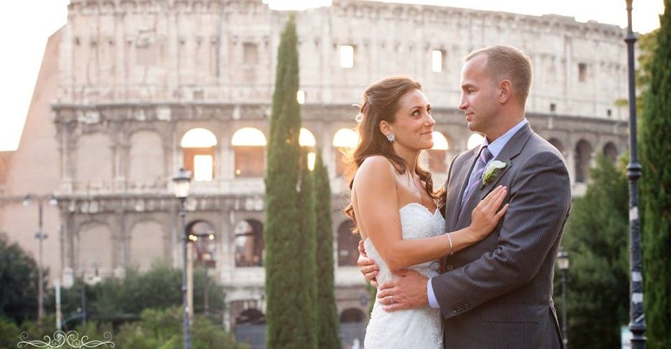 meghan and christopher at colosseum during their wedding